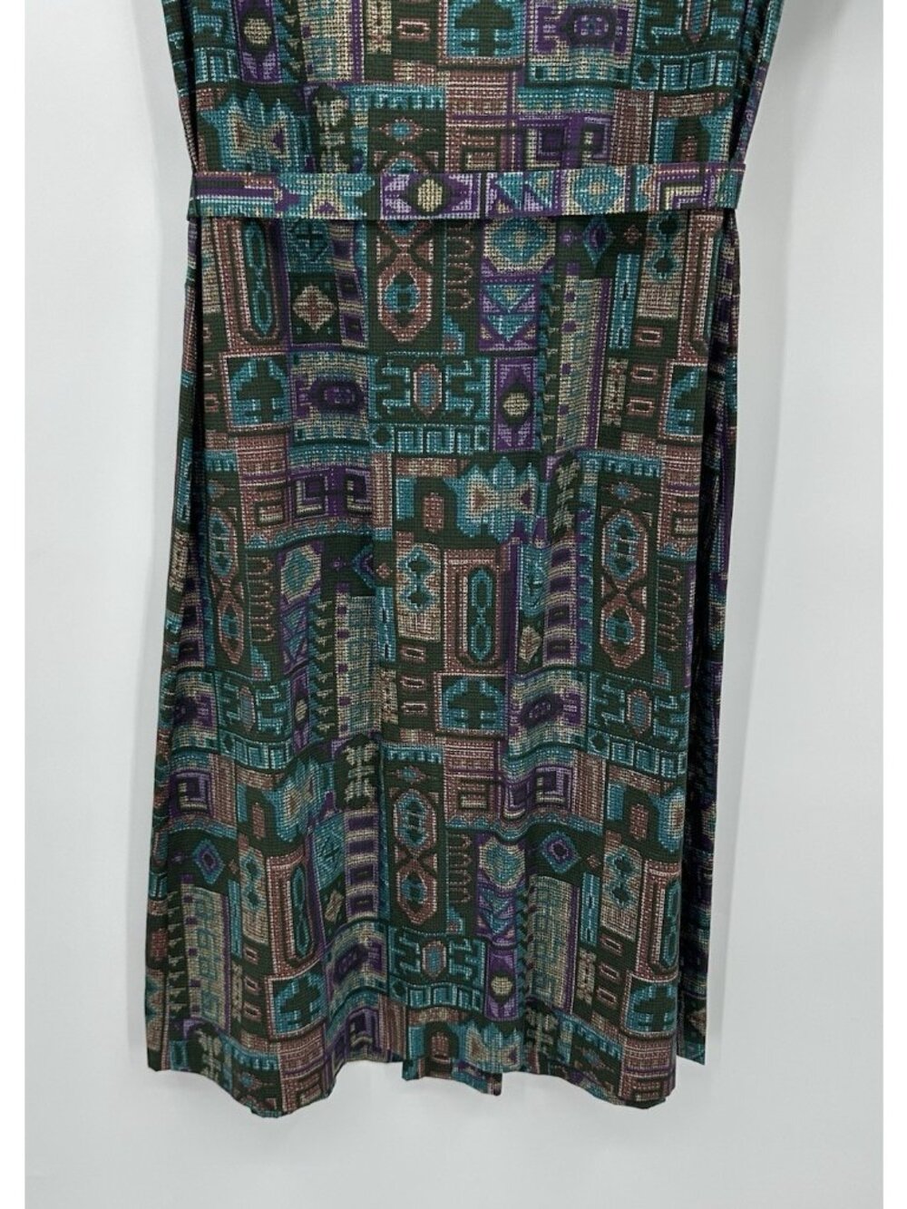 vintage 70s A LINE SHORT SLEEVE DRESS M aztec southwestern festival casual boho - Picture 12 of 13